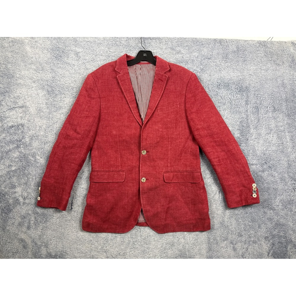 Sand Copenhagen Sherman Red Linen Blazer Sport Coat Mens Size 48 100% Linen 6669